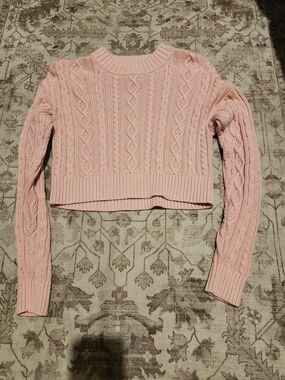 GAP Light Pink Cable-Knit Crop Sweater